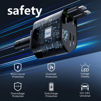 Kitrio™ 4-in-1 Retractable Car Charger – 120W Fast Charging Hub with Dual USB Ports