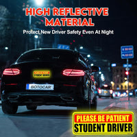 Student Driver Sticker Magnet for Car 3 Pack, Please Be Patient Student Driver Magnet, Magnetic New Drivers Vehicle Safety Sign, Yellow Large Bold Text 9 X 3.5 Inch