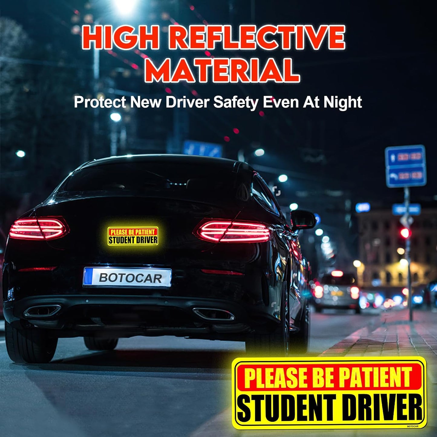 Student Driver Sticker Magnet for Car 3 Pack, Please Be Patient Student Driver Magnet, Magnetic New Drivers Vehicle Safety Sign, Yellow Large Bold Text 9 X 3.5 Inch