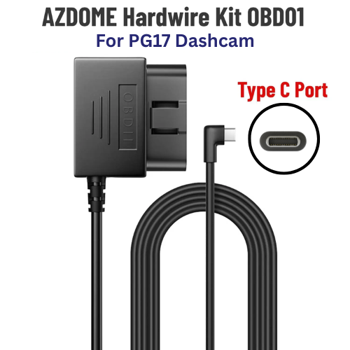 OBD Hardwire Kit for Dash Cams – Type-C / Mini-USB / Micro-USB (24H Parking Monitor, 11.48ft / 3.5m Cable)