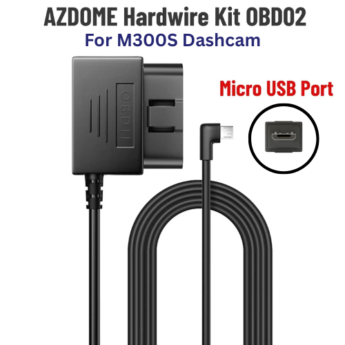 OBD Hardwire Kit for Dash Cams – Type-C / Mini-USB / Micro-USB (24H Parking Monitor, 11.48ft / 3.5m Cable)