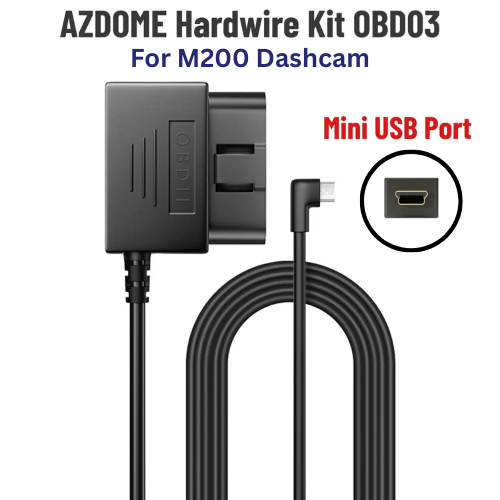 OBD Hardwire Kit for Dash Cams – Type-C / Mini-USB / Micro-USB (24H Parking Monitor, 11.48ft / 3.5m Cable)