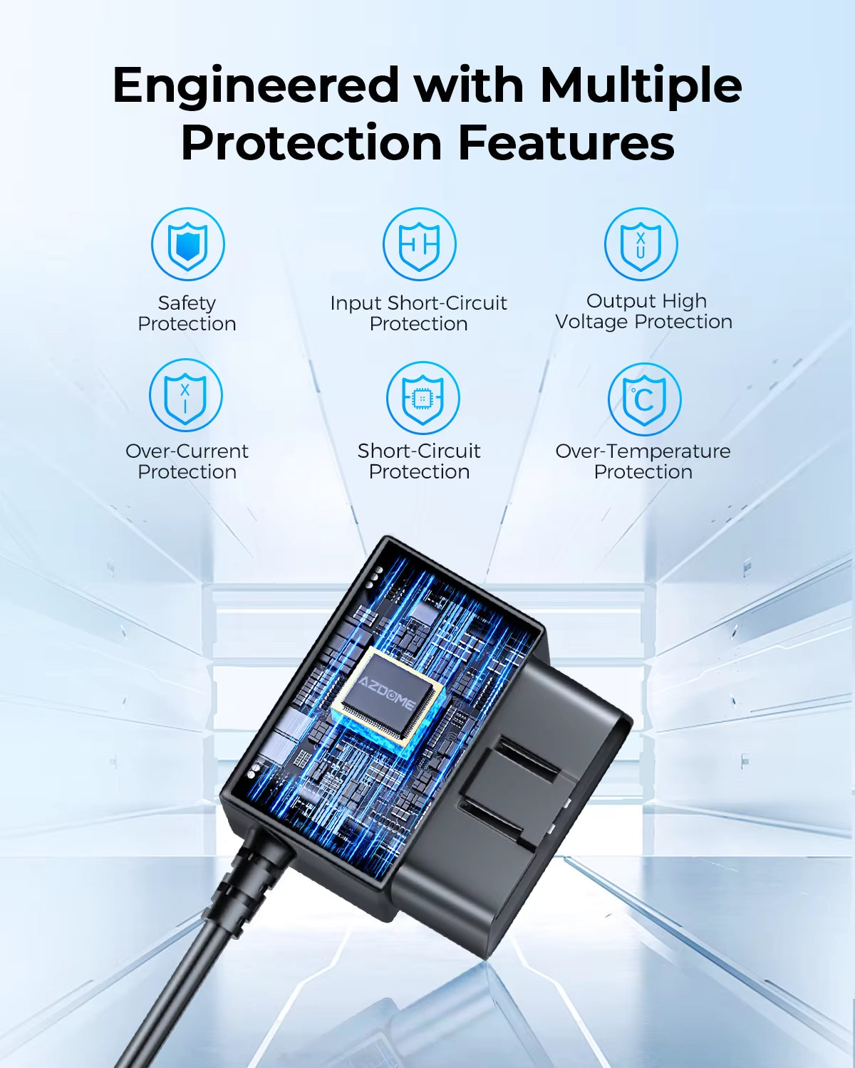 AZDOME OBD Hardwire Kit for Dash Cams – Type-C / Mini-USB / Micro-USB (24H Parking Monitor)