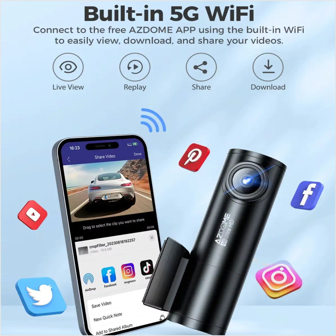 Dash Cam M300S 4K+1080P Dual Dash Car Camera