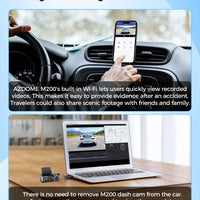 Dash Cam M200 1080P Built-In Wifi APP Control Hidden Car Front Camera 150FOV F2.0 Car DVR Recorder 24H Parking Monitor