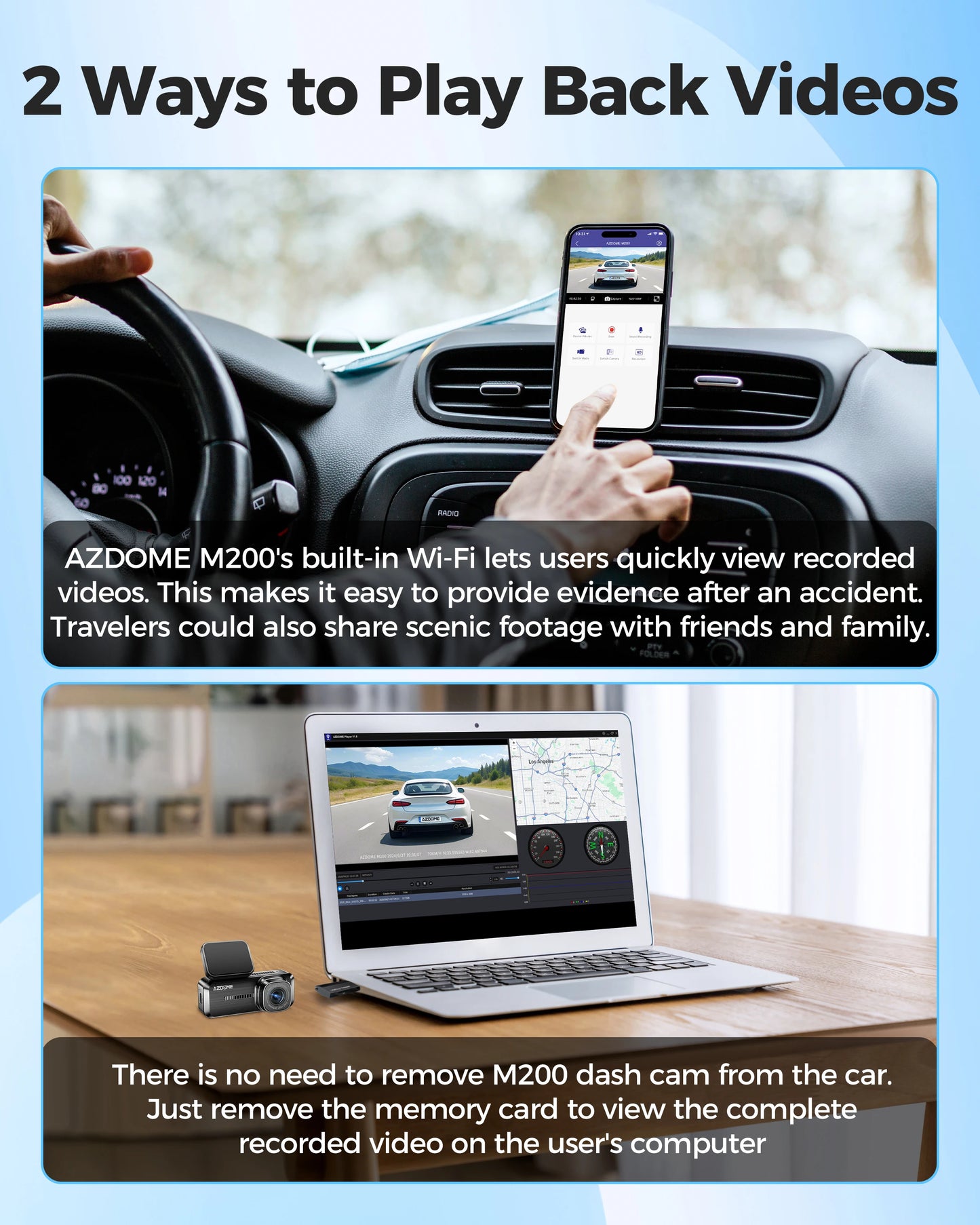 Dash Cam M200 1080P Built-In Wifi APP Control Hidden Car Front Camera 150FOV F2.0 Car DVR Recorder 24H Parking Monitor