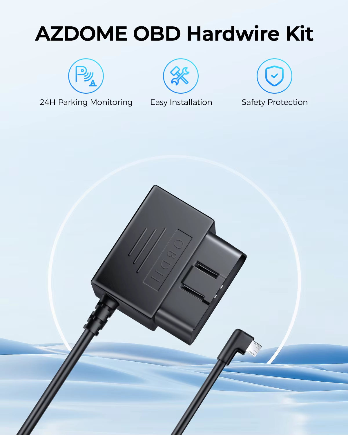 AZDOME OBD Hardwire Kit for Dash Cams – Type-C / Mini-USB / Micro-USB (24H Parking Monitor)