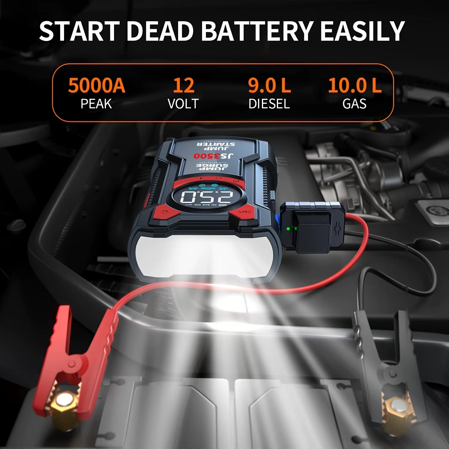 Kitrio SurgePro 5-in-1 Jump Starter + Air Compressor (3000A | 150 PSI)