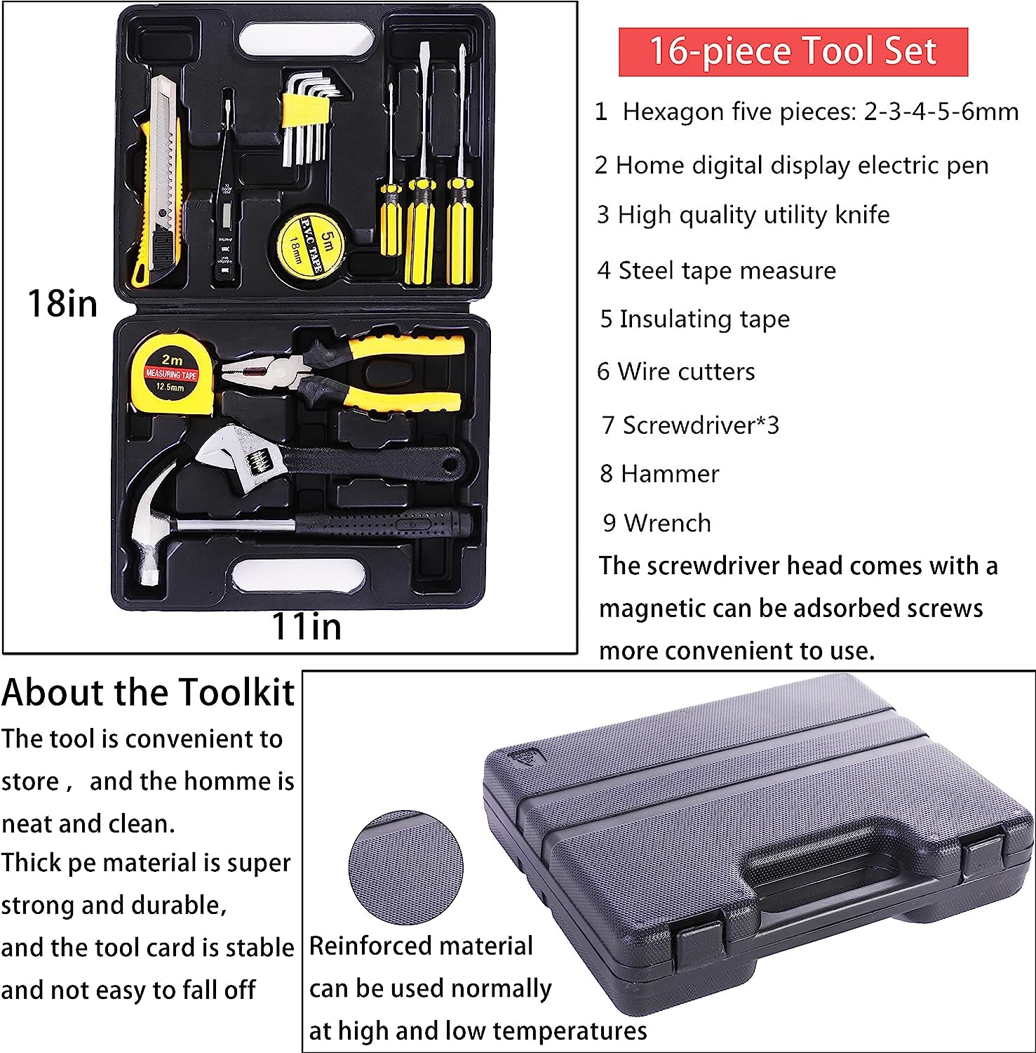 Car Emergency Roadside Kit - Roadside Assistance Emergency Kit, Car Emergency Kit with Jumper Cables, Safety Kits for Cars,Folding Shovel, Tow Rope,Car Tool Kit